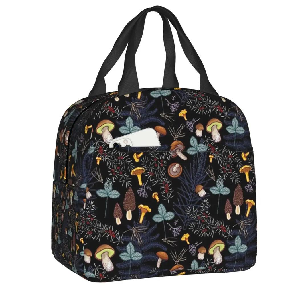 Mushroom Forest Insulated Lunch Bag for Women Leakproof Thermal Cooler Bento Box Office Picnic Travel
