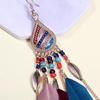 Vintage Elegant Feather Jewelry Long Pendant Tassels Dangle Earrings Metal Drop Earrings Hook