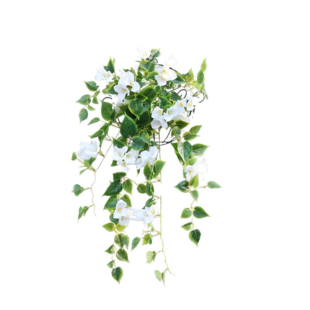 

1pcs Hanging Artificial Flowers with Bougainvillea Silk Vine Flowers Basket Fake Plants Bouquets for Patio Balcony Garden Decor білий