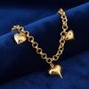 Chain Gold Bracelet Unique Charm Chunky Bracelet Bridal Party Heart Bracelet  Wedding Occasion