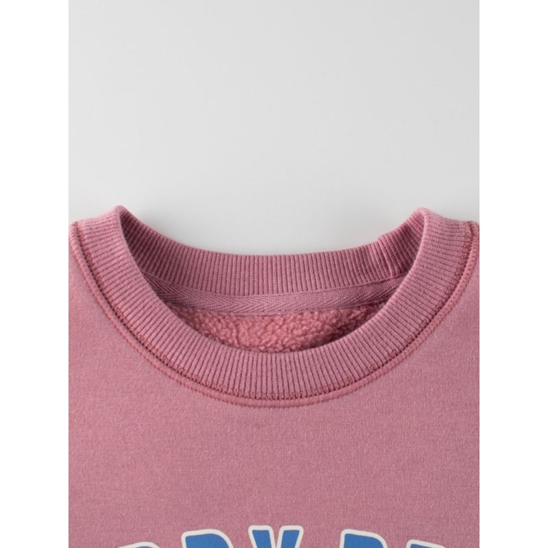 Children's Clothing for Autumn and Winter, Fleece Sweatshirt for Boys and Girls, Bear Round-Neck Pullover Top, Fleece Clothing for Older Children