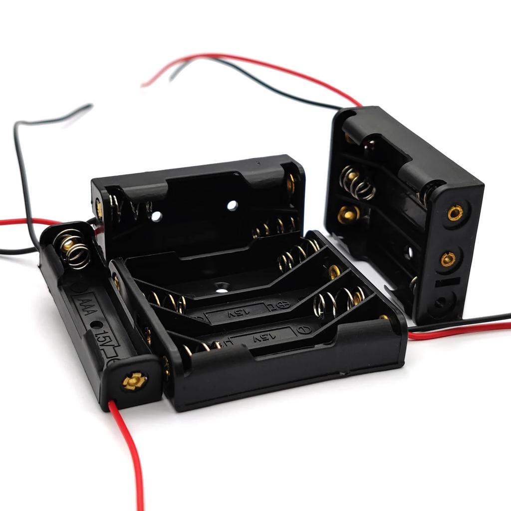 1x 2x 3x 4x AAA Battery Box Case Holder with Wire Leads Side By Side Battery Box Connecting Solder for 1-4pcs AAA Batteries