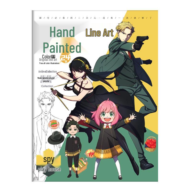 Hand-Drawn Anime Coloring Book: Line Art from One Piece, Naruto, Demon Slayer, Identity V, and Conan