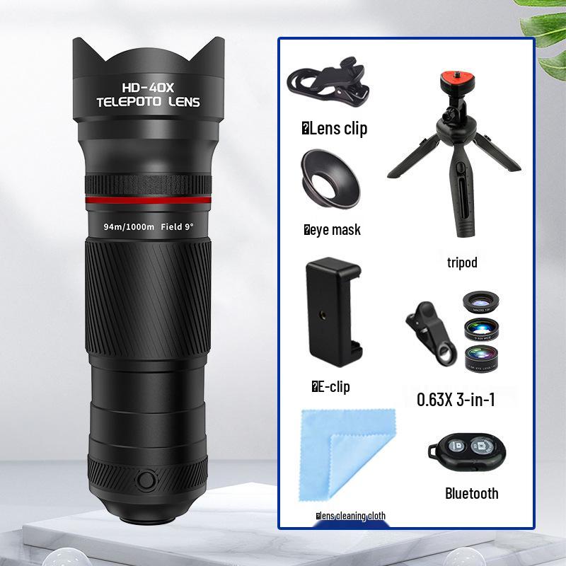 Telescop pentru telefon mobil 40x: Diafragmă Mare, Mărire Ridicată, Obiectiv Retractabil HD pentru Fotografie de Concert