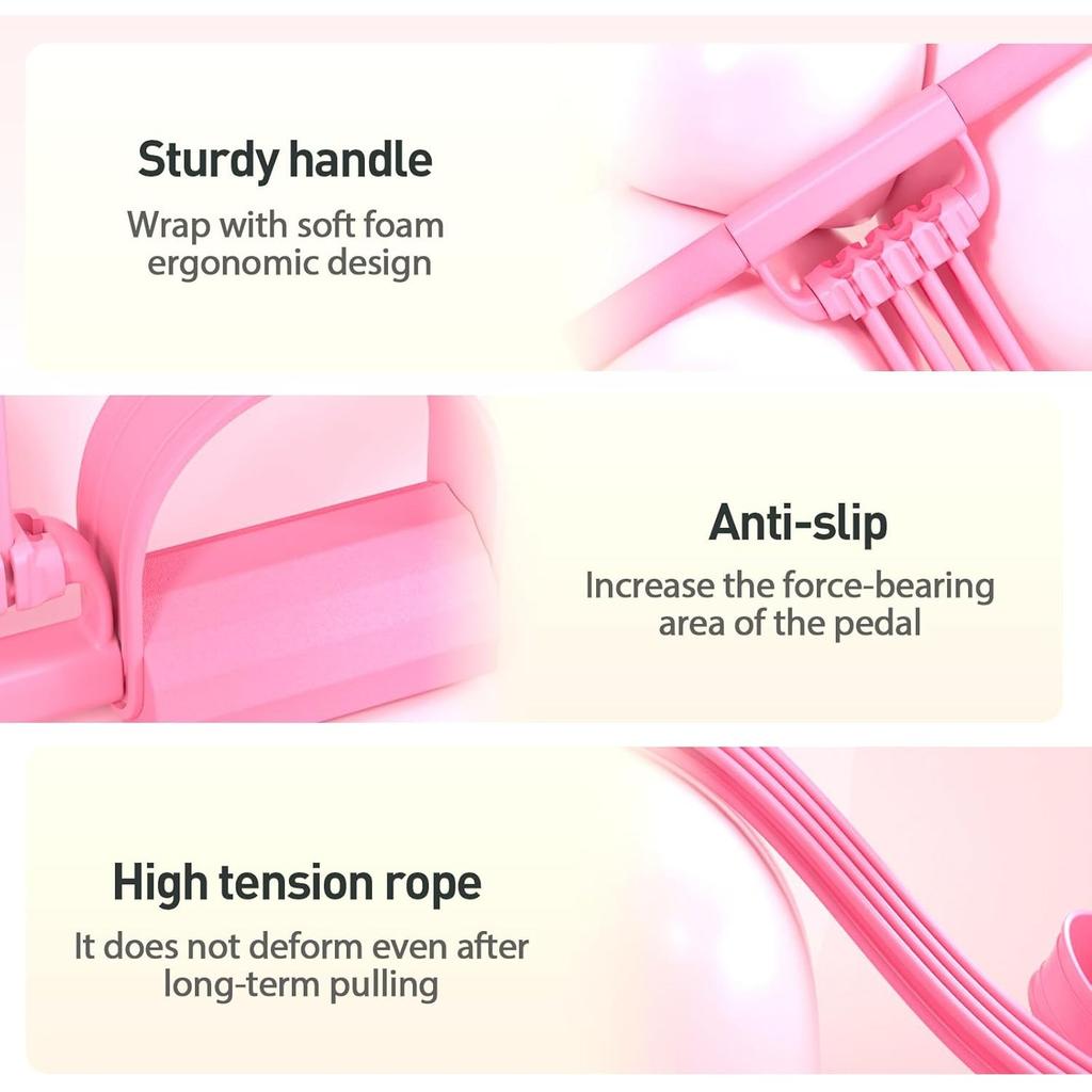 Bandas Elásticas de Resistência com Pedais e Pegas, Corda de Tensão Multifuncional Melhorada, Banda Elástica de Resistência para Yoga, Equipamento de Exercício em Casa para Treino de Corpo Inteiro