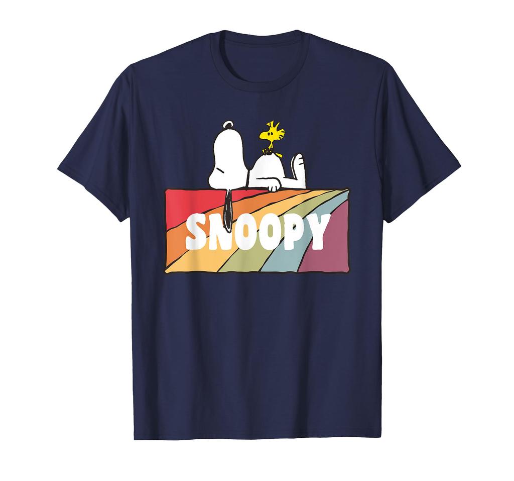 PEANUTS Snoopy and Woodstock Rainbow Block T-shirt