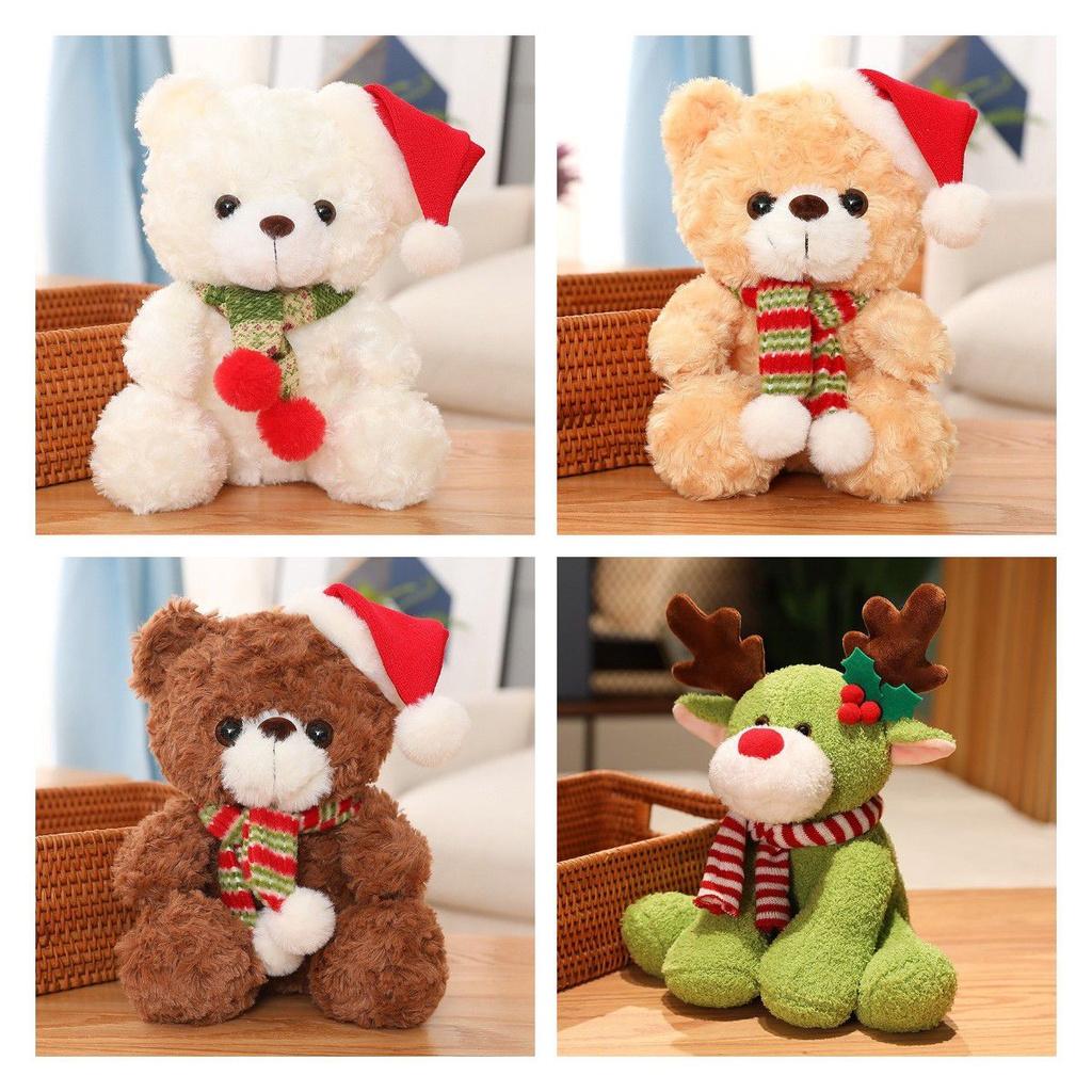 Adorable Round-eyed Teddy Bear Plush Toy For Christmas Decoration And Gift