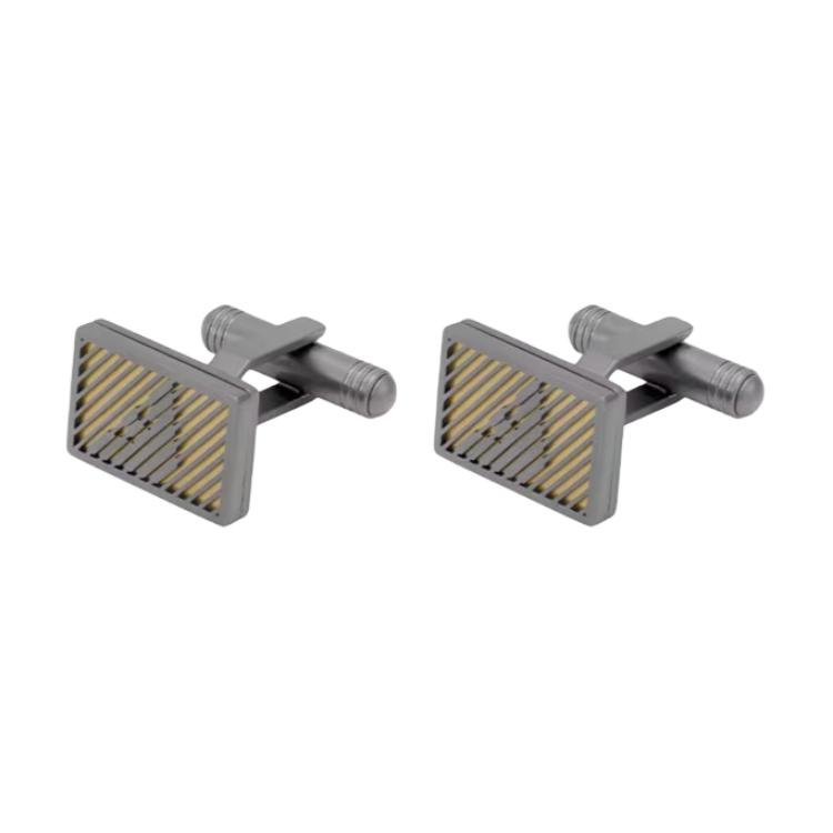 Emporio Armani Striped Hollow Design Cufflinks Men accessories Dark-Gray Khaki EGS3241060_NLP Dark Gray/Khaki