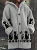 2025 New Style Hooded Jacquard Imitation Wool Cardigan – Loose Fit for Autumn/Winter