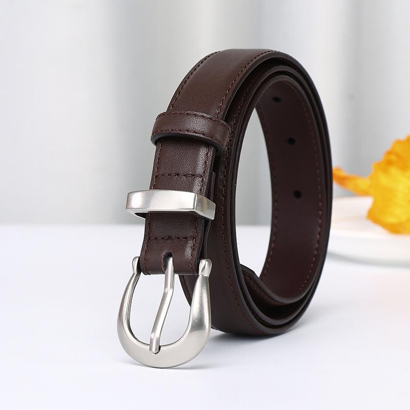 Simple And Fashionable Versatile First-Layer Cowhide Belt Women'S Leather Pin Buckle Light Luxury High-End Casual Pants Belt Women'S Models