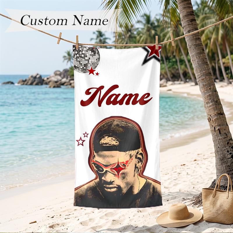 Chris Brown Custom Name Printed Beach Towel Personalized Soft Towel For Swimming Beach Travel
