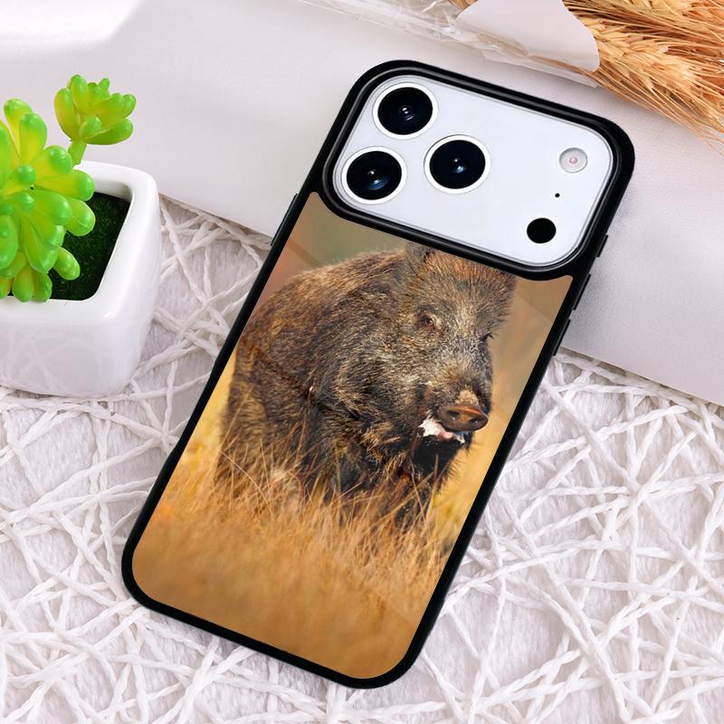 Cute Wild Boar Funny Cartoon Phone Case for iPhone 17 Air 16 15 11 12 14 13 Pro Max Shockproof Cover