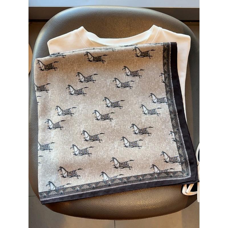 Brown Chain-Print Square Scarf Waist Sash Women Lightweight Stylish Belt Accessory OL Fashion
