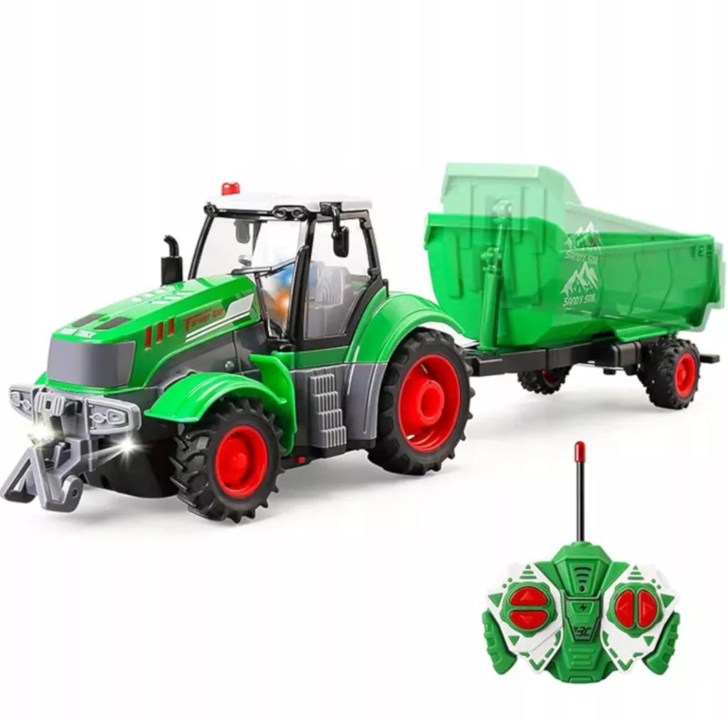 Traktor Z Przyczepą Zdalnie Sterowany Akumulator Ładowarka Zwierzęta Rc