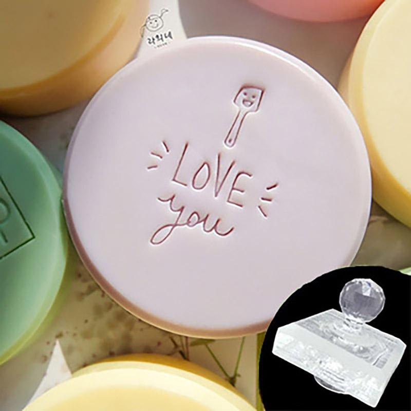 Custom Personalised Love Thank You Soap Stamp Mini Clear Sealing Seal Mold For Diy Handmade Soap Making Supplies Kits Tools