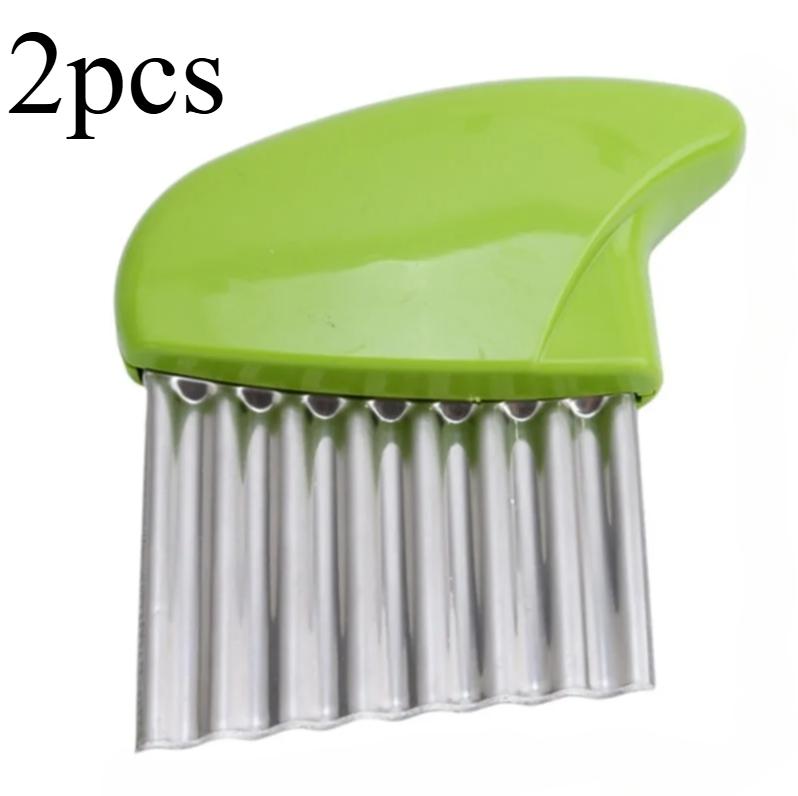 Crinkle Cutter Blade Waffle Fry Cutter Stainless Steel Vegetable Potato Wavy Chopper Knife French Fry Slicer for Carrot Onion