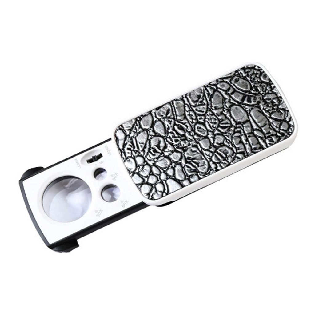 30x 60x 90x Small Handheld Magnifying Glass Foldable Optical Lens Jewelry Appraisal Reading Magnifier With Uv Led