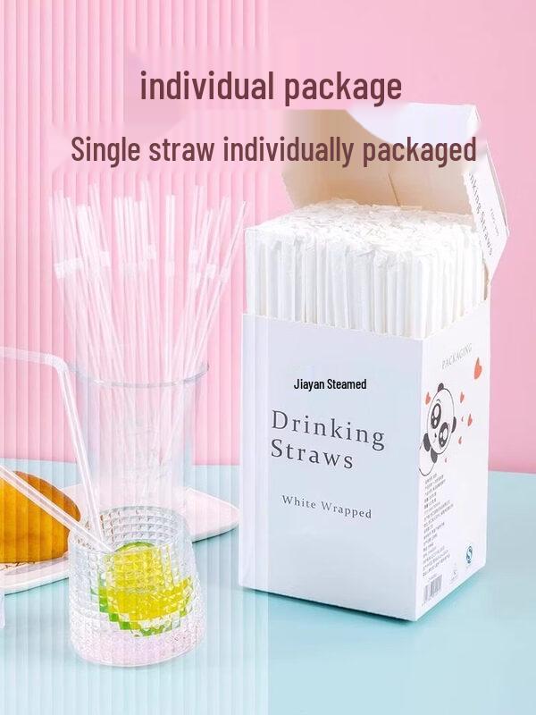 ZISIZ Individually Wrapped Disposable Plastic Straws
