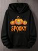 Hoodie with Print of Three Evil Halloween Pumpkins Vintage Style Dripping Font Unisexoversizestreetwear Halloween