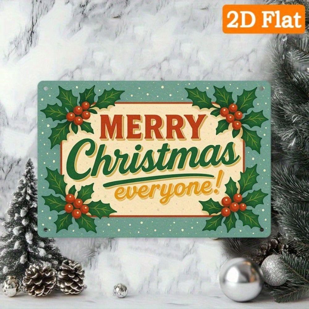 Metal Tin Sign Watercolor Christmas Tree Retro Wall Decor 20x30cm