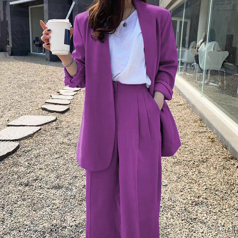 Korean Style 2025 Loose Casual Padded Shoulder Suit Jacket - Multiple Colors