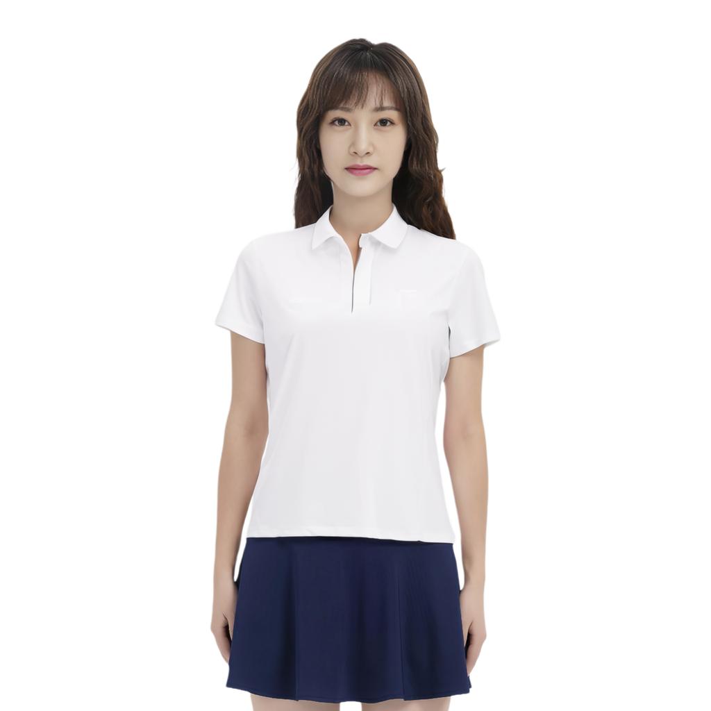 Li Ning Fitness Series Einfarbig Eisgefühl Kühl Lässig Kurzarm Poloshirt Damen Tops Standard-Weiß APLU128-1