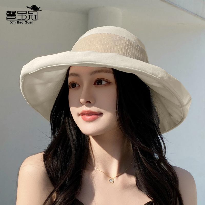 Spring and summer big brim sun hat children versatile fashion bow bucket hat outdoor travel sun protection hat