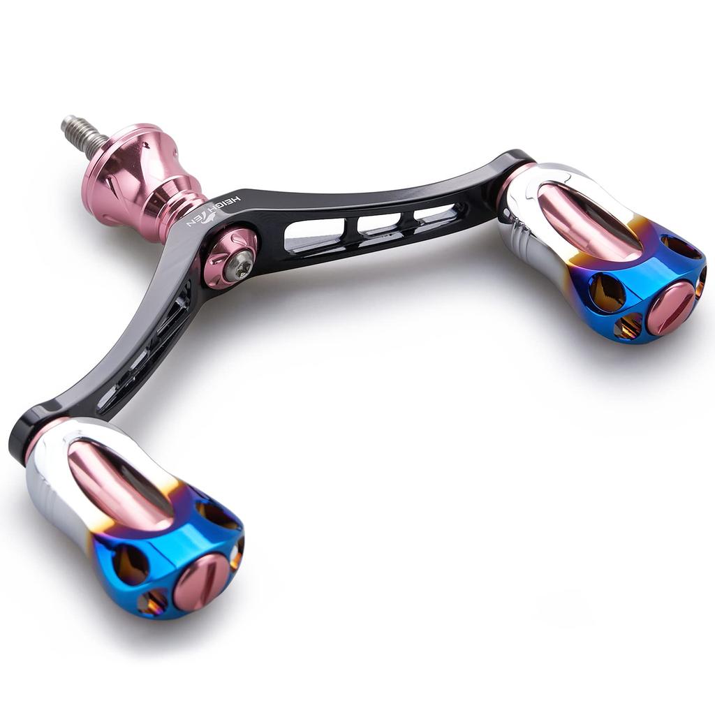 HEIGHTEN 92mm Reel Handle with 22mm Knob, Compatible with Shimano and Daiwa Spinning Reels, Aurora Series (Sakura Pink & Black) (573)