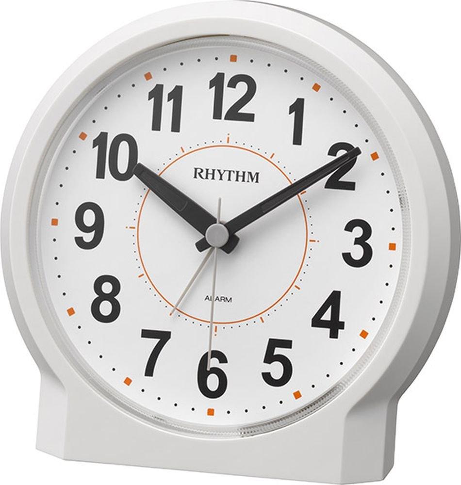 

RHYTHM Pure Light R658 Analog Alarm Lights Up When Alarm Is Continuous Second Large Clock, On, Hand, Easy-to-Read Letters, White, 12.2x12.2x7.8cm білий