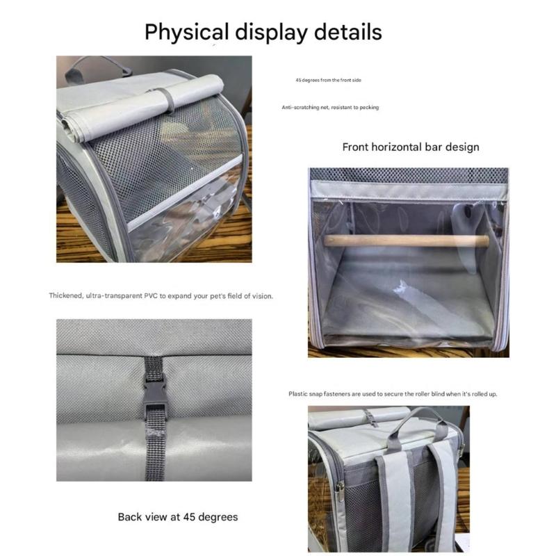 Light Weight Bird Travel Cage Backpacks With Ventilated Window And Side Pockets For Outdoor Activity