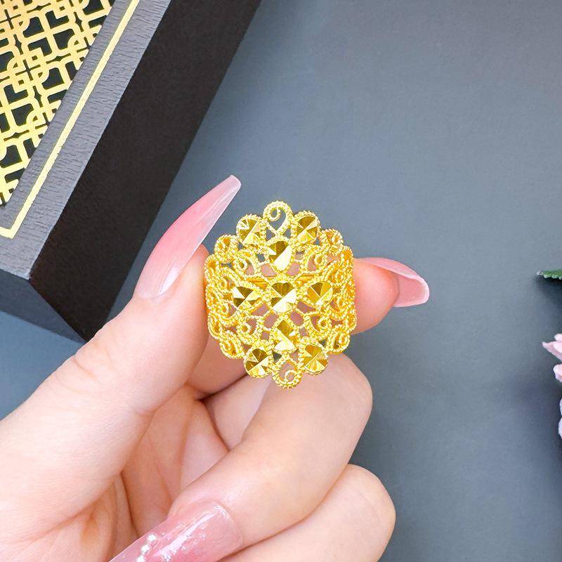 24K Gold Plated Adjustable Brass Ring - Personalized High-End Design