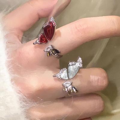 Delicate Butterfly Zircon Ring, Open Ring, Cold Wind Unique Index Finger Ring