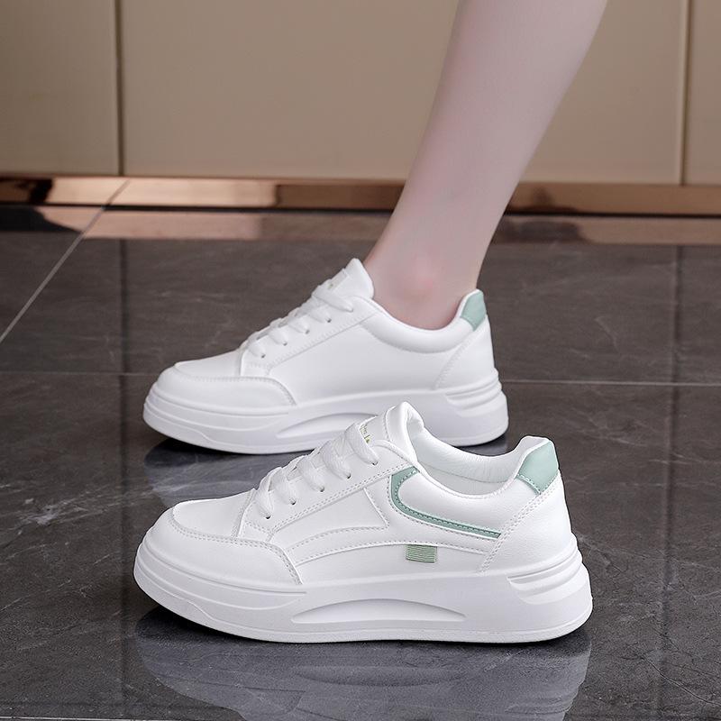 Fashion Women's Colorblock Skate Shoes Trendy Lace Up Low Top Round Toe Sneakers All-match Walking Trainers UP Platform Shoes for Women