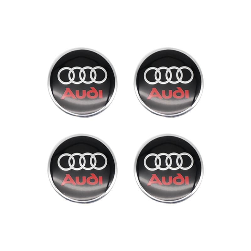 For Audi A5 Tire Decoration For Audi A4 B8 A3 8P A6 C7 8V B6 B7 B9 Q5 A1 A5 4PCS 56mm Car Emblem Wheel Hub Cap Decals Stickers Decoration