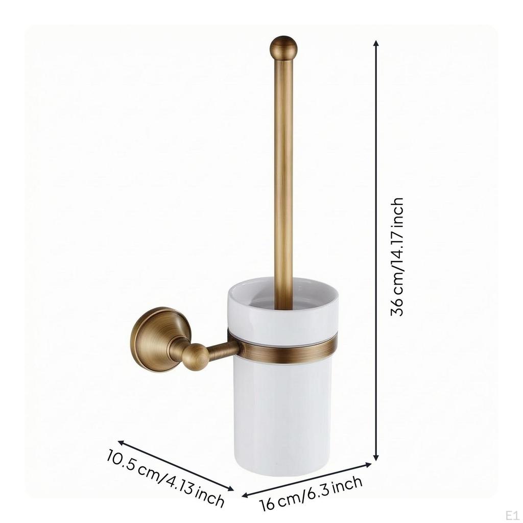 Vintage Brass Toilet Brush Holder Set Drilled Installation WallAttached Metal
