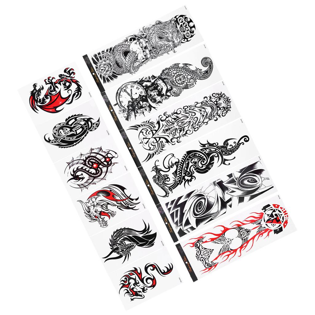 6pcs Full Arm Waterproof Temporary Tattoos 6pcs Half Arm Shoulder Tattoos for Men Women