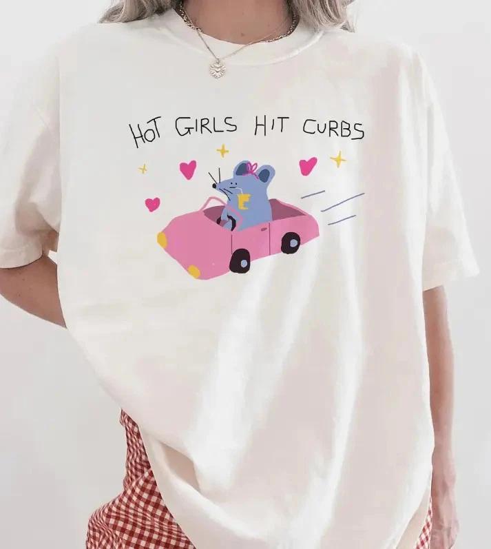 hot girls hit curbs - unisex funny t  Shirt, silly t  Shirt, funny graphic tee 2XL