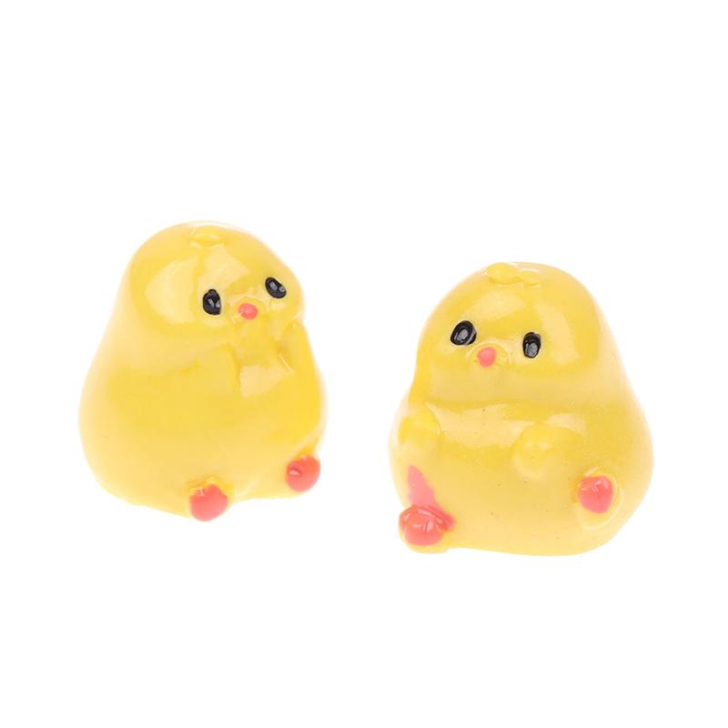 3/6Pcs Resin Ornaments For Auto Interior Dashboard Button Home Bedroom Office Living Room Mini Yellow Chick Car Decoration Gift
