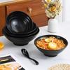 JIATA Fashion Black Large Striped Ramen Bowl Large Caliber And Large Capacity High Temperature Resistance Anti fall and durable