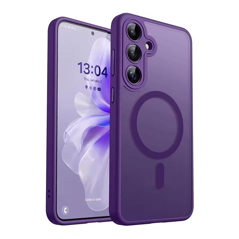 Luxury Matte Phone Case For Samsung Galaxy S25 S24 S23 Ultra Plus S25Ultra S24Ultra S23Ultra S24FE Magsafe Wireless Charge Cover