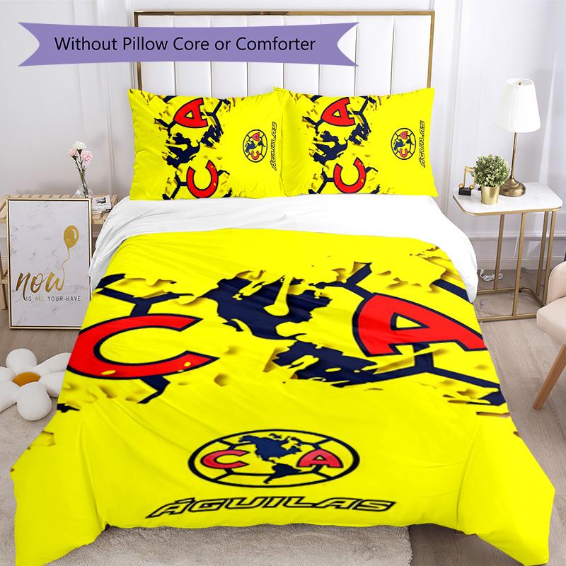Club América 3pcs Bedding Set Duvet Cover Closure Includes 1 Duvet Cover & 2 Pillowcases for All Seasons Bedroom Home Dorm Decor