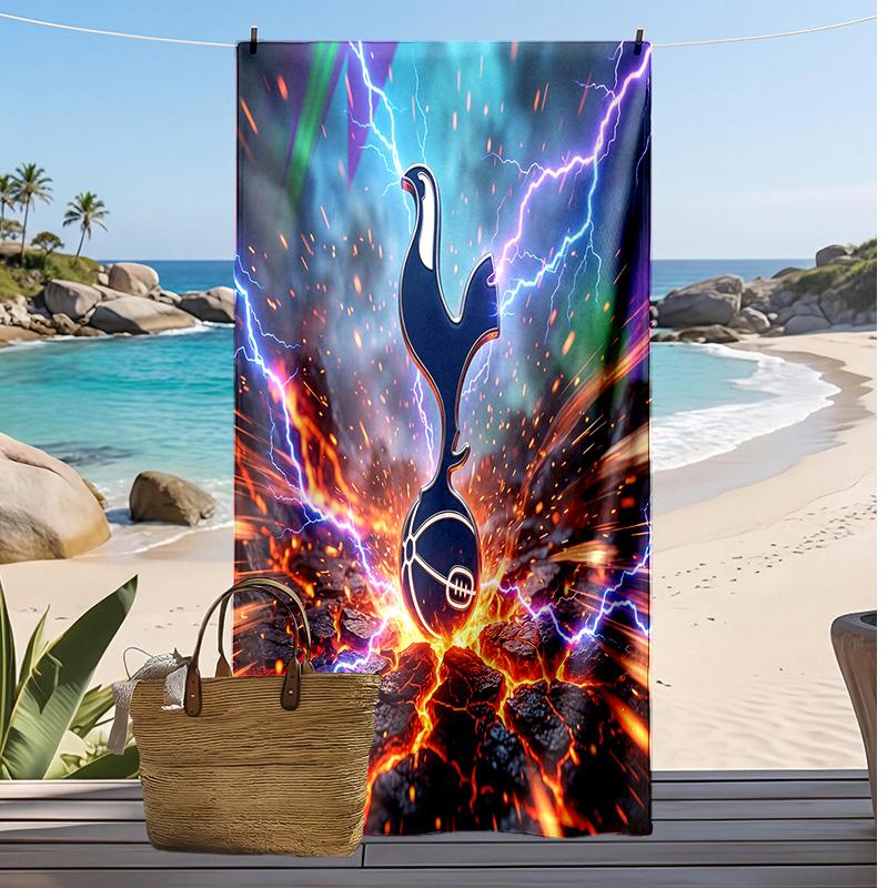 Asciugamano da Spiaggia Stampato Tottenham Hotspur Asciugamano Morbido ad Asciugatura Rapida Coperta da Spiaggia Rettangolare Grande Portatile per Viaggi Piscina