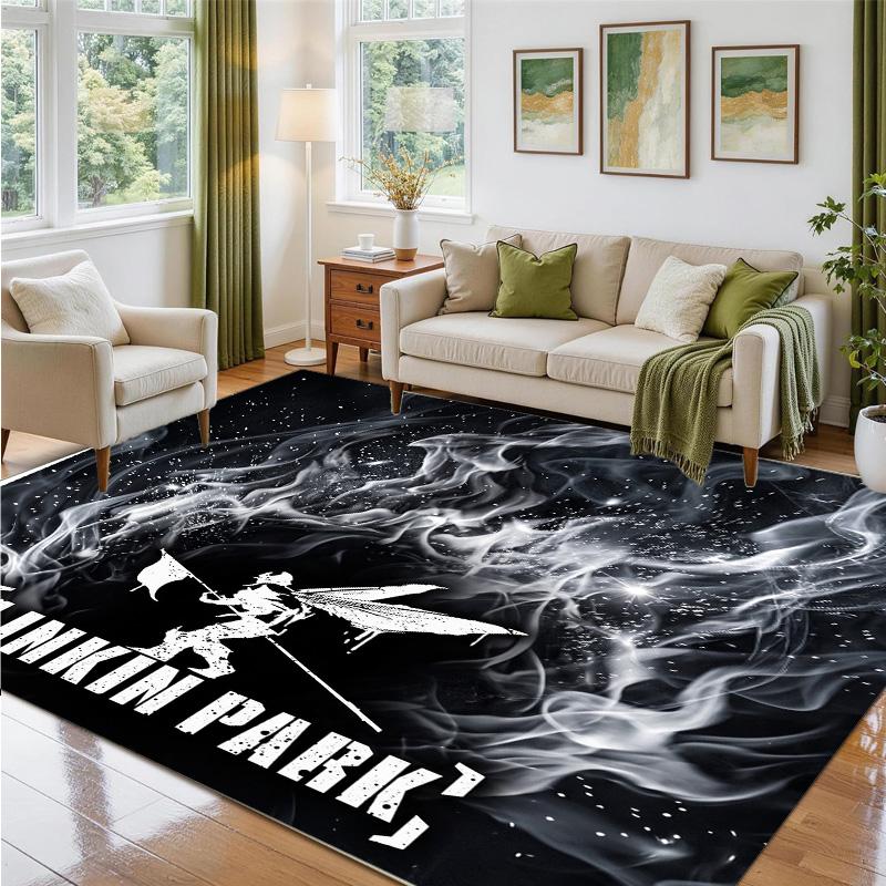 Linkin Park Design Crystal Velvet Rug Soft Decorative Mat for Bedroom Entrance