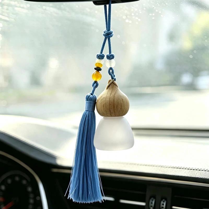 1Pcs Chinese Style Gourd-Shaped Car Essential Oil Diffuser Fragrance Air Freshener Perfume Empty Bottle Pendant With Tassel
