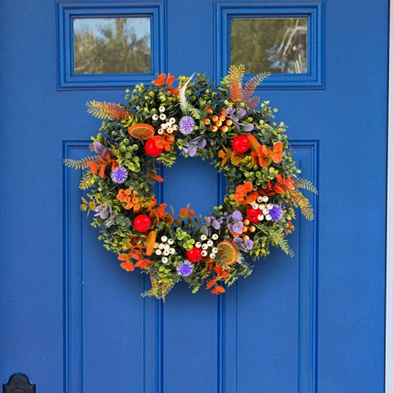 Artificial Summer Wreath Spring Wreath for Front Door Farmhouse Garden Wedding Party Indoor and Outdoor Decorations