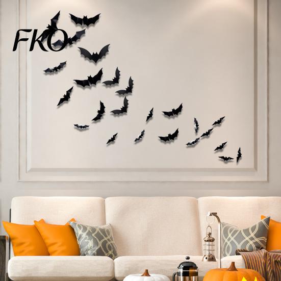 Portable Night Wall Lamp Halloween LED Stickers, Glow-in-the-Dark Bat & Spider Decorations, Battery-Powered Hanging Ornaments Light Sticker