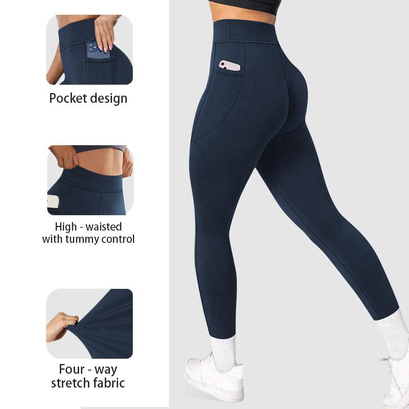 Yogahosen für Frühling und Sommer Hochtailliert Po-formend Figurformend Fitness-Leggings mit Seitentaschen für Damen