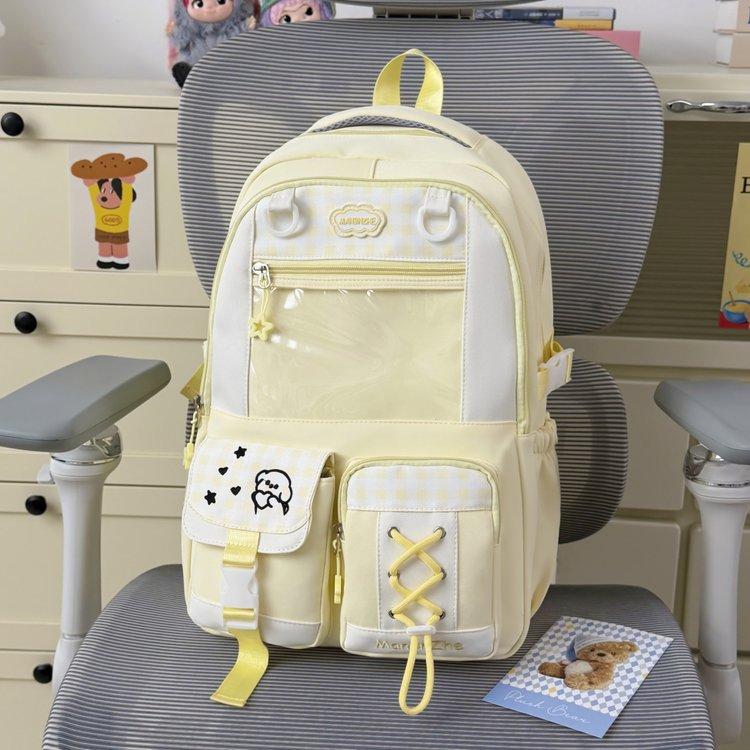Schoolbagins niche plaid style schoolbag female cute foreign style junior high school girls primary school students grades 1-1 large capacity double