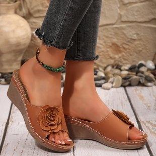 

Open Toe Wedge Sandals for Women Slip On Slides Cork Platform Heeled Sandal Comfort Summer Beach Shoes Women s Thick Sole Sandals Casual Dressy Slides 43 коричневий