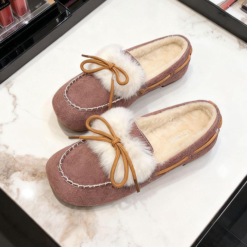 

Fashion one-pedal square head single shoes women s Doudou shoes 2025 winter new versatile velvet thick heel warm cotton shoes 40